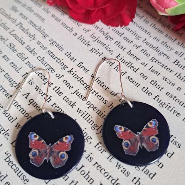 Large Peacock Butterfly Earrings