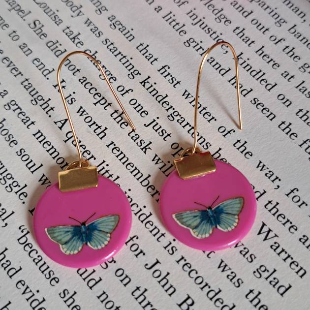 Small Chalk Hill Blue Butterfly Earrings