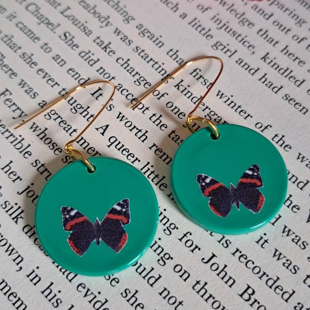 Large Red Admiral Butterfly earrings