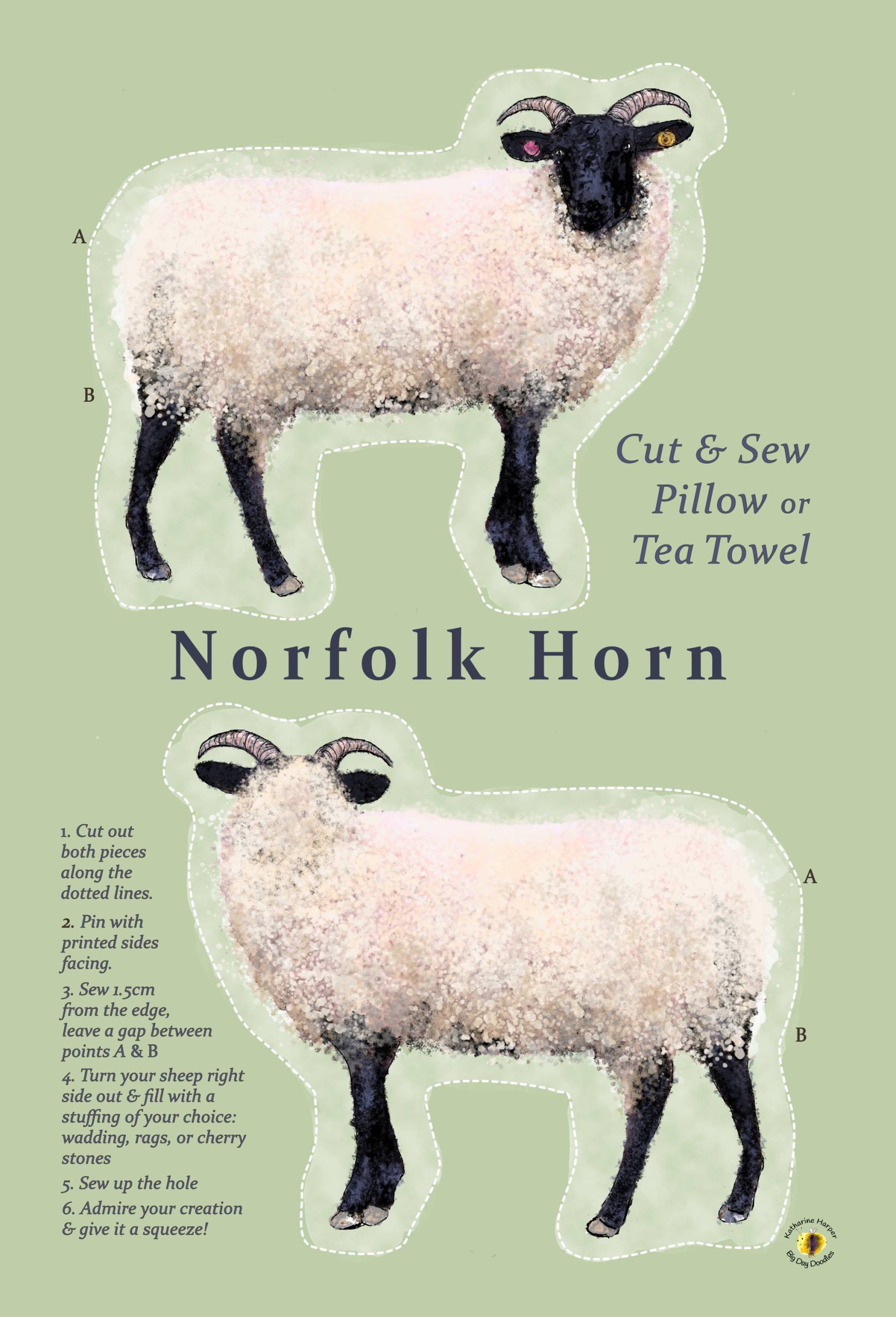 Norfolk Horn Cut and Sew Tea towel